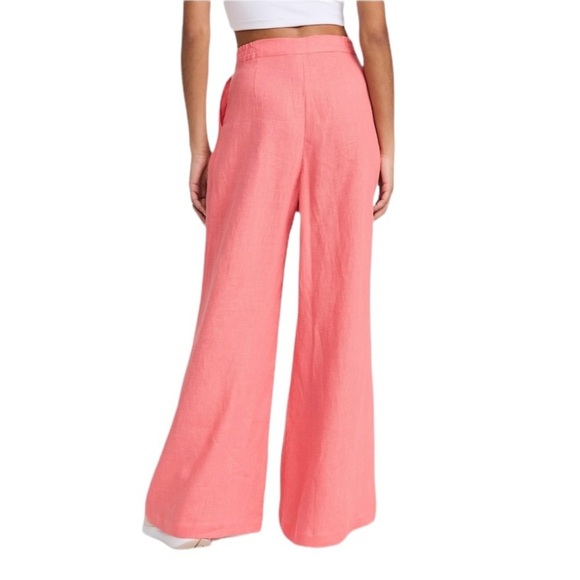 SLEEPER Women's Size‎ XL Coral Dynasty Linen High Rise Wide Leg Pants - Picture 6 of 13